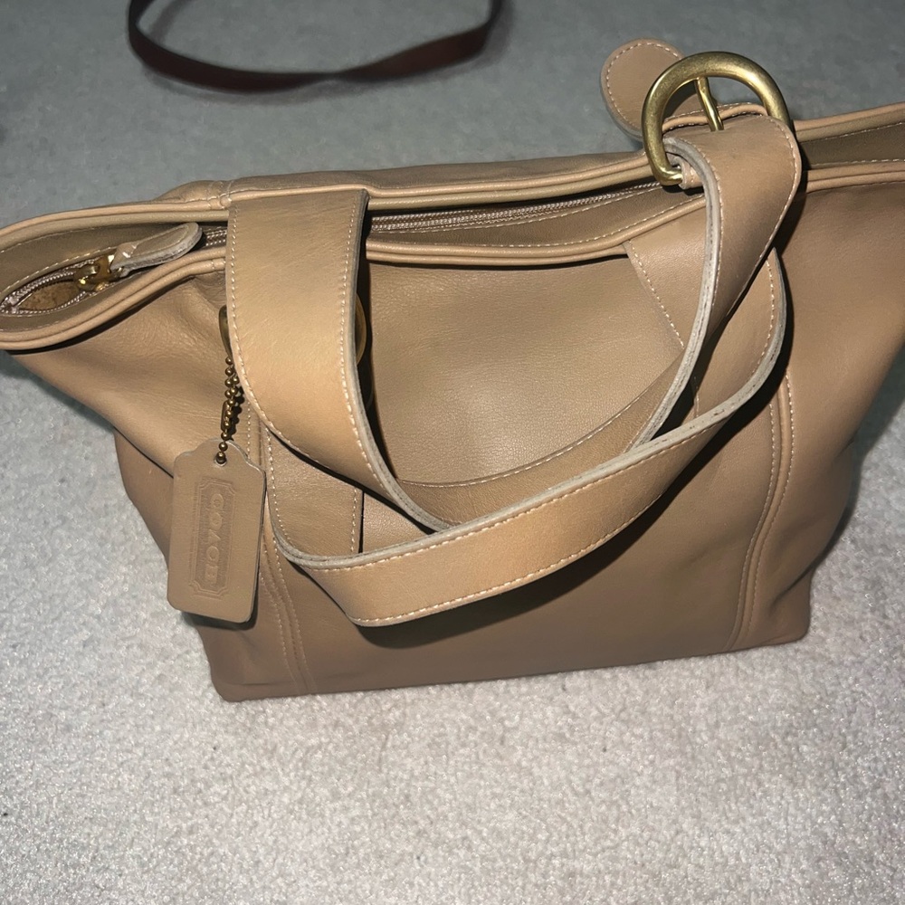 Coach Beige Leather Tote Bag